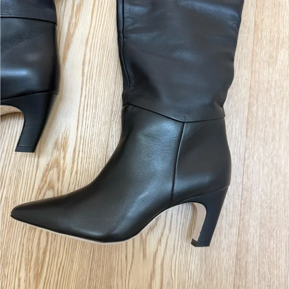 Everlane The Knee-High Banana Heel Boot in black leather size 7 new without box - Picture 3 of 14